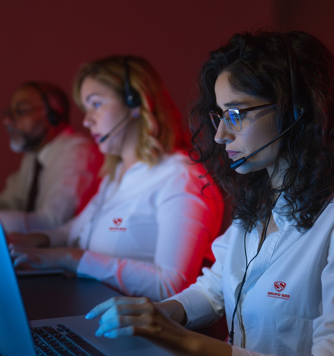 Central de monitoramento 24 horas do Grupo SOS acompanhando câmeras